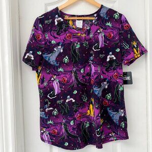 Disney Villains Scrub Top Medium NWT Purple Nurse V-Neck